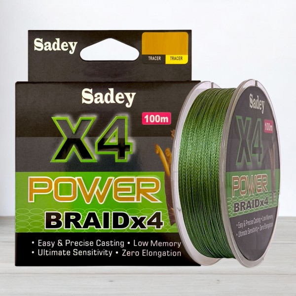 Шнур для риболовлі, Sadey Power Braid Х4, 100м, перетин 0,12мм